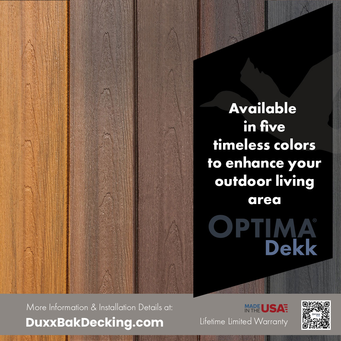 Optima dekk image showing on trend colors available in the board profile.