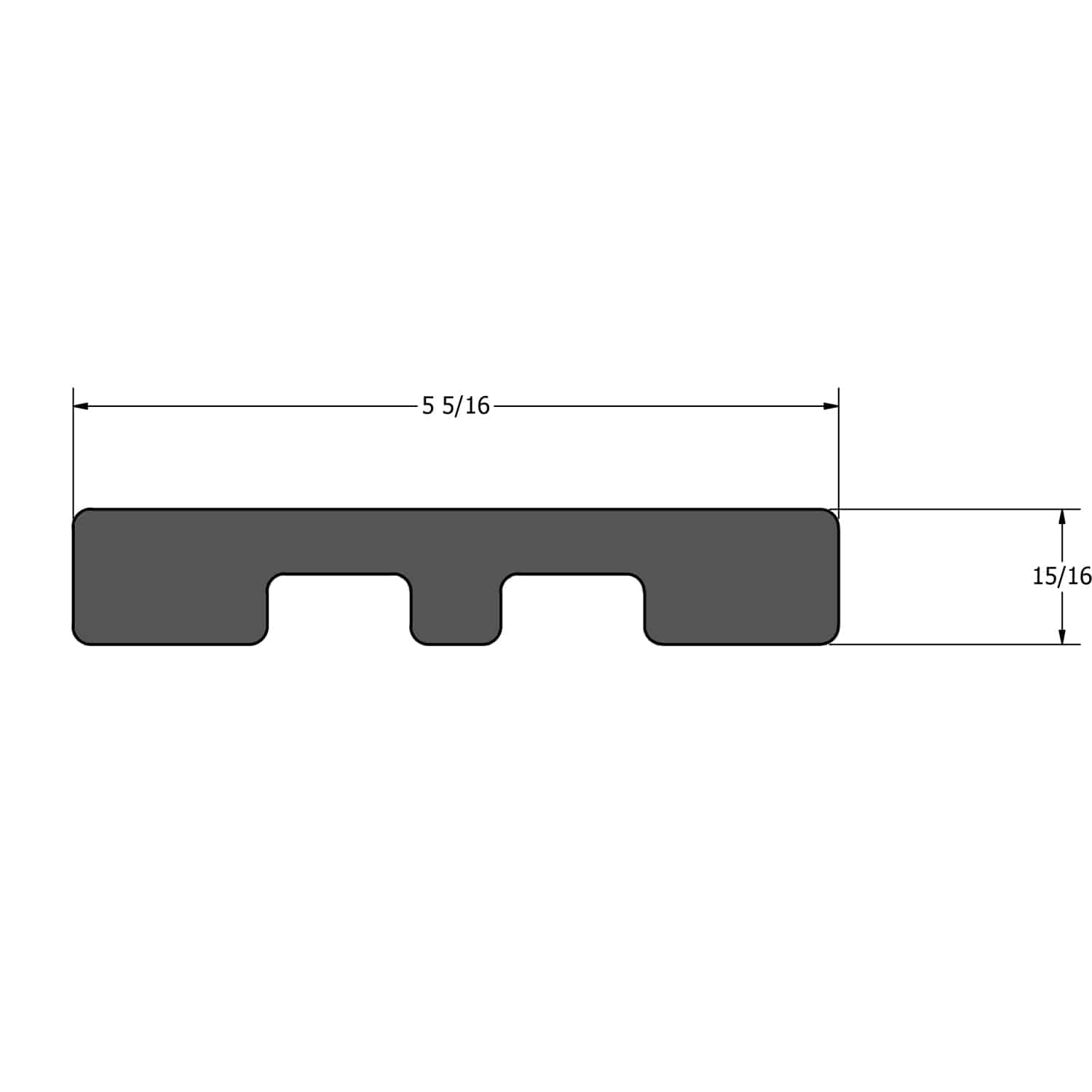 Technical drawing image showing the measurements of the Optima Dekk LT smooth side composite deck board.